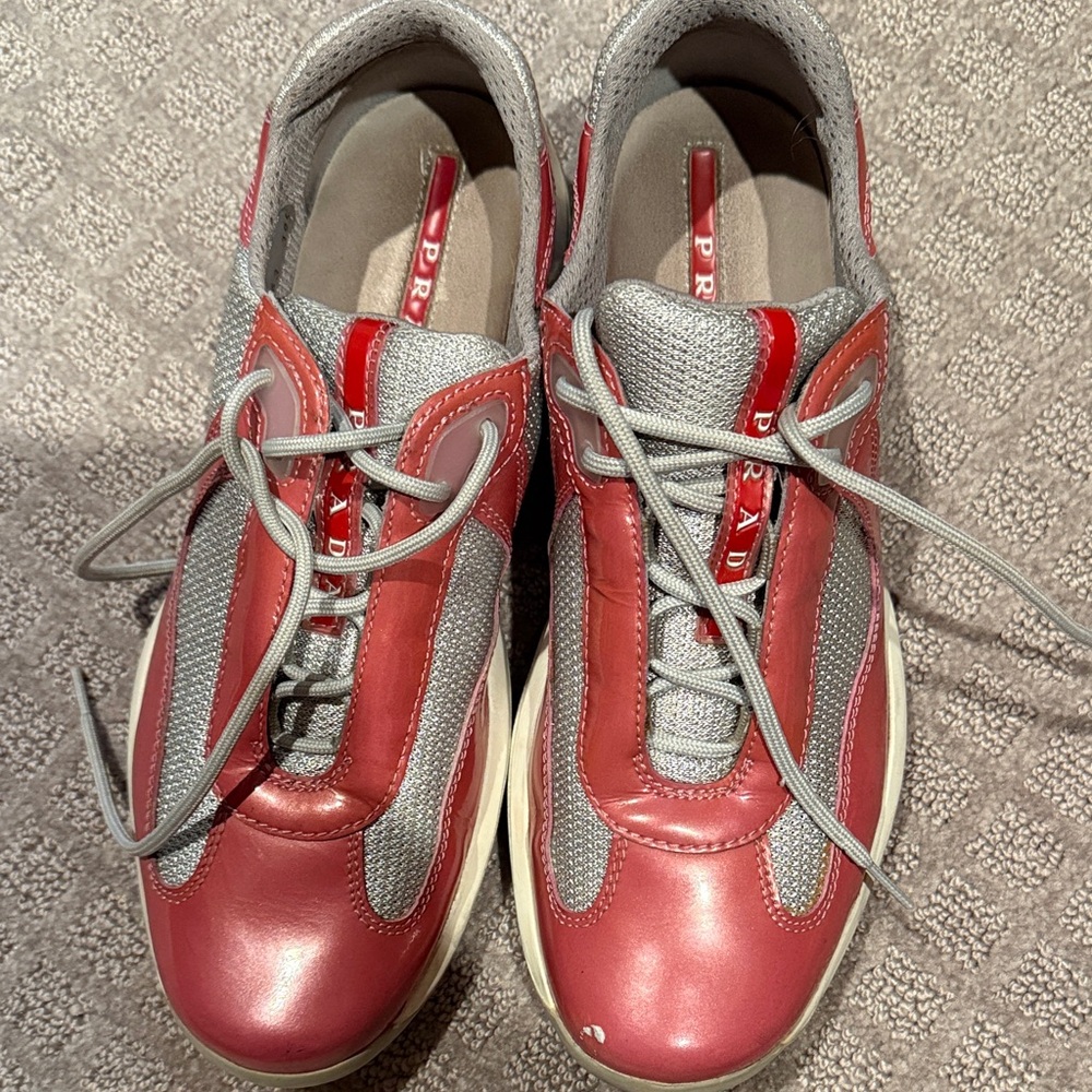 Prada Rose and Silver Sneakers